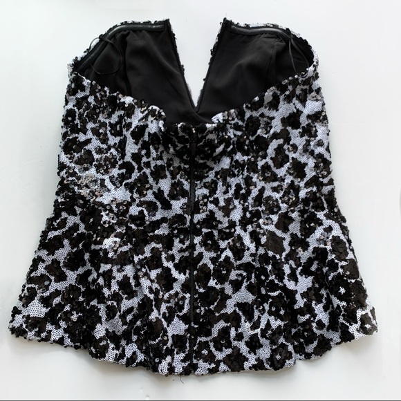 Guess black and white sequin strapless size L - Picture 2 of 9